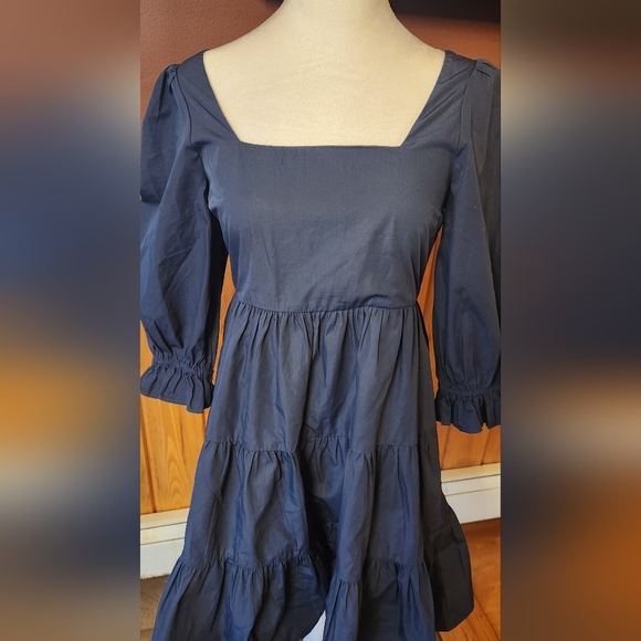 Madewell Poplin Lizzie Dress Square Neck in Twilight Size 00 - Picture 8 of 11